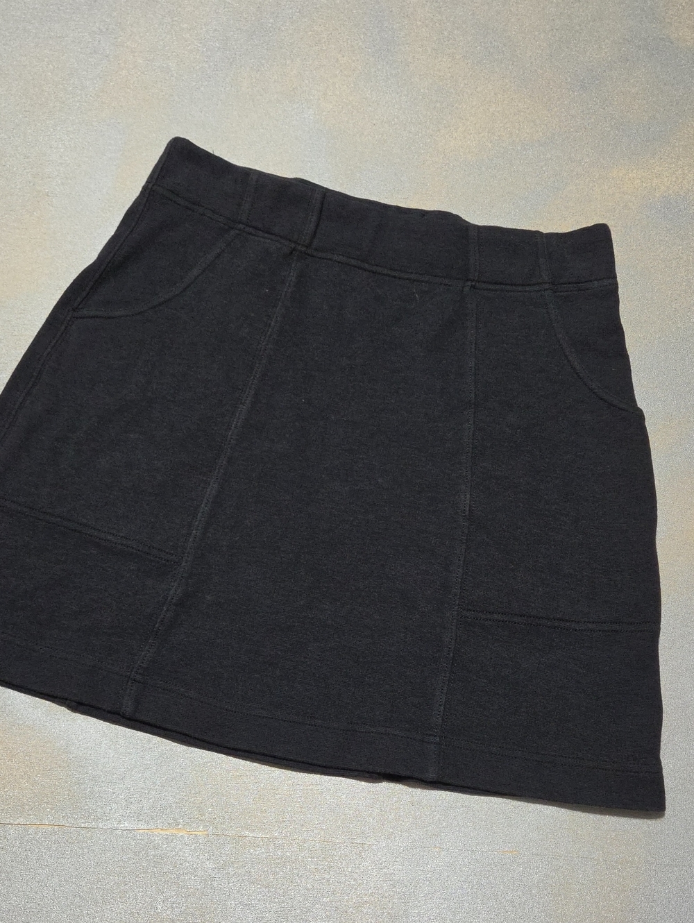Black Knit Mini Skirt with Panel Seams